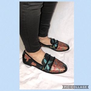floral print loafers